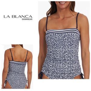 New. La Blanca navy print tankini top. Size 8.
